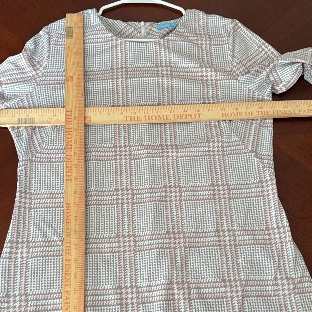 J. McLaughlin Sophia career sheath Gray Plaid Long Sleeve Dress - Picture 5 of 8